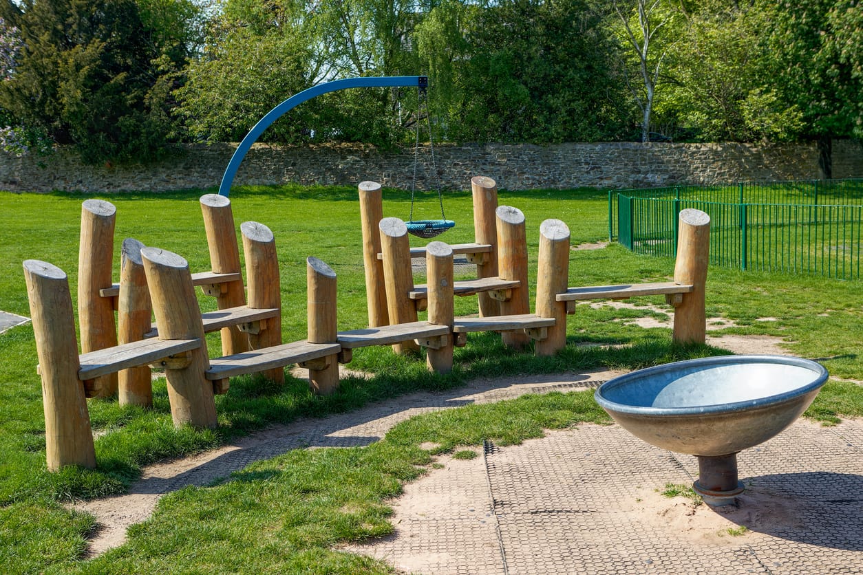 empty playground with various apparatus